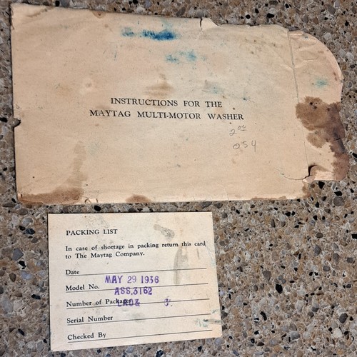 1938 maytag instruction - maytag,
