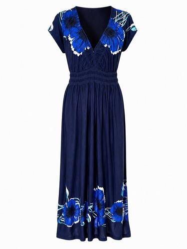 Apricot navy blue - apricot, floral