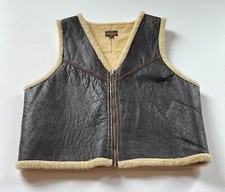 NEW EASTMAN LEATHER USAAF WW II TYPE C-3 BROWN SHEARLING ZIPPER VEST SIZE 40