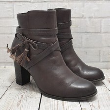 Womens Tu Brown Leather Zip Up High Heel Ankle Boots UK 4 EUR 37