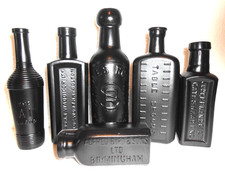 x6 OLD Antique Bottles -  Sprayed SATIN BLACK  Home Decor etc