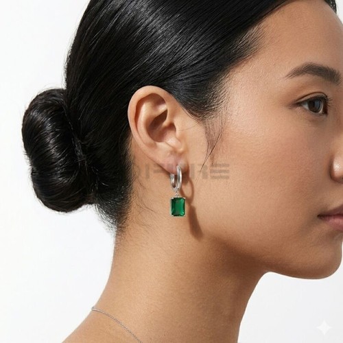 Women green emerald stone drop - women,