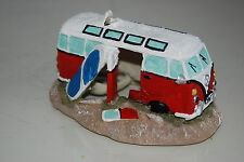 Aquarium Old VW Camper Van Red Decoration 15 x 9 x 8 cms & Bubble Exhaust Sea