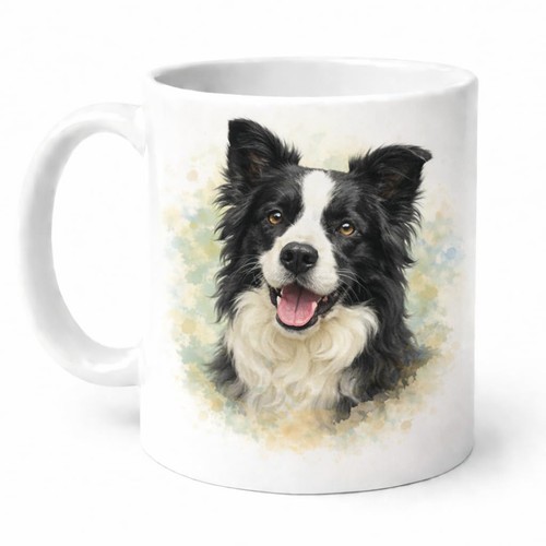 Border collie mug - mug, crew