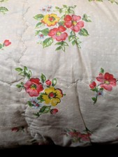 Pretty Vintage Single Sleeping Bag With Floral Print And Satin Lining