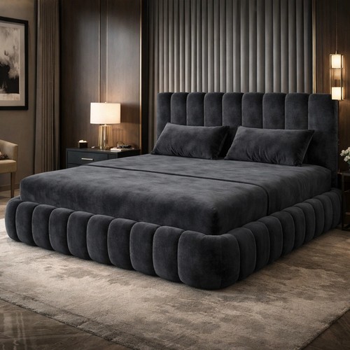 Teddy plush velvet ottoman - plush,