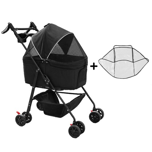 Black pet stroller - pet,