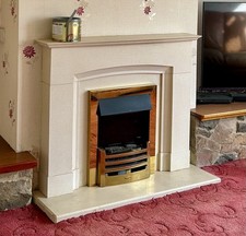 Stone Fireplace and Hearth Set Fire Surround - VGC