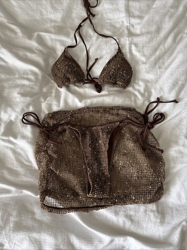 Women brown crochet mesh 3 - women’s,