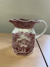 Masons Red Transferware Jug Vista Hydra Pitcher Ironstone England 5.5" 1940s