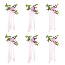 6Pcs Wedding Aisle Decorations Pew Flowers Chair Artificial Flowers Pink