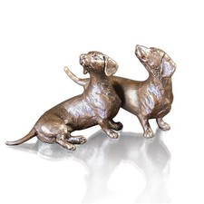 Bronze Dachshund Dogs Pair