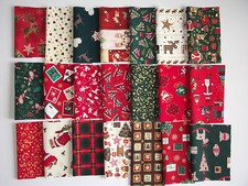 CHRISTMAS FABRIC PATCHWORK QUILTING CRAFTS REMNANTS BUNDLE 100% COTTON SCRAPS 
