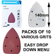 Sanding Pads 140mm Triangle (fits all) Detail Sander Hook Loop Various Grits