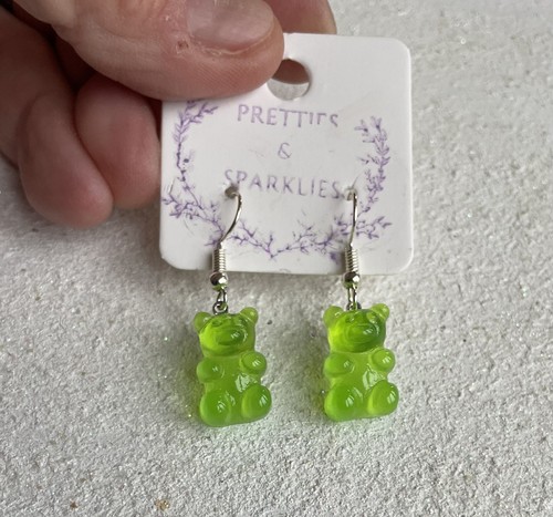 Green gummy bear - gummy, earrings