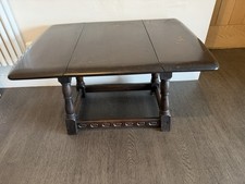 Priory Stunning Vintage Wooden Twist Drop Leaf Side Coffee Table Carved Shelf