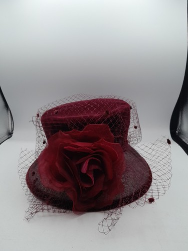 Maroon velvet pillbox hat - maroon,