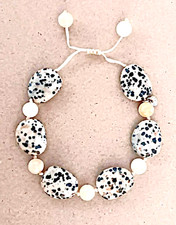 LOLA ROSE Vintage Semi Precious Dalmation Jasper Stones Slider Bracelet