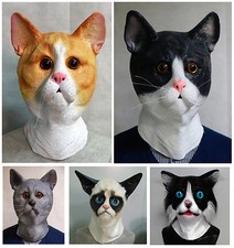 Latex Cat Mask Pussycat Fancy Dress Feline Animal Tabby Stag Party Halloween
