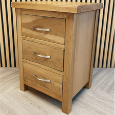 Oak 3 Drawer Bedside Table – London Oak Solid Wood Nightstand Fully Assembled