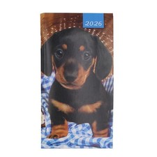 2026 Slim Pocket Diary Two Weeks To View - Dachshund Puppy