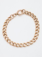 Antique 1885 9ct Rose Solid Gold Albert Fob Link Unisex Men's Bracelet 7 In