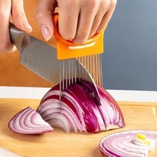 1pc Stainless Steel Onion Slicer Holder Cutter Kitchen Tool Vegetable Potato