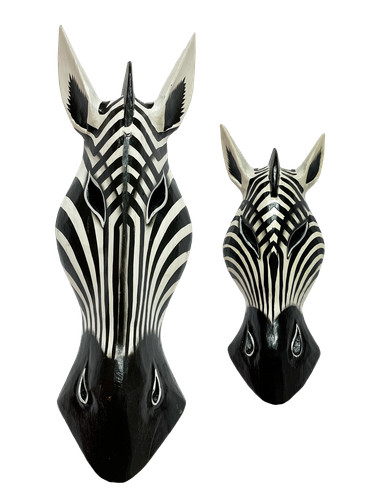 Wooden zebra mask hand - zebra,