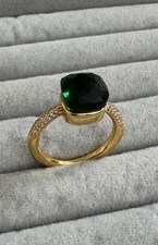 Pomellato Style Gold Plated Ring with crystal. Made In Italy. Size 8 US.