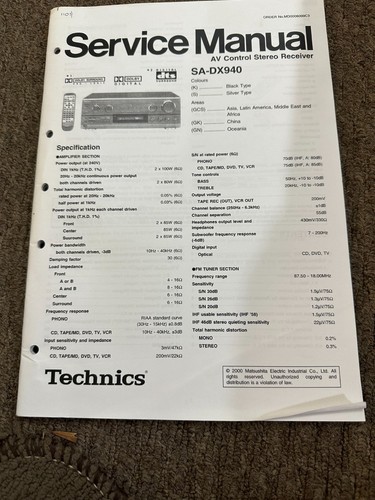 Technics dx940 service - technics, sa-dx940
