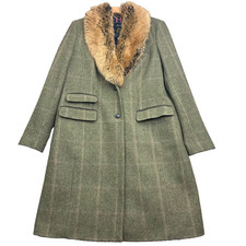 JOULES Tweed Coat UK 18 Green