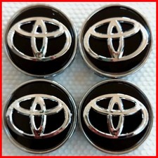4x Toyota Wheel Centre Caps 62mm Black Chrome Logo Hub Covers Camry Corolla