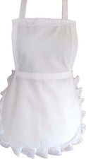  GIRLS WHITE FULL APRON embroidery anglaise VICTORIAN EDWARDIAN MAID  fancydress