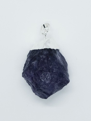 Pendant rough amethyst - rough, silver