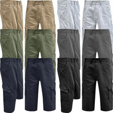 Mens Ex-Brand Cargo Combat Chino 3/4 Long Shorts Designer Twill Bottoms 30-46
