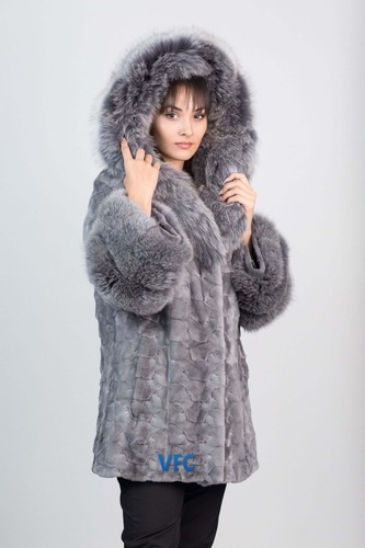Gray mink coat - mink, fox