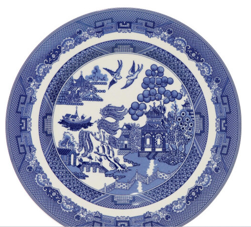 Two churchill blue willow - two,
