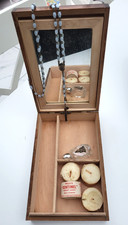 Vintage used Scrying mirror box with accessories used in investigations
