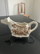 Ironstone Charlotte Royal Crownford Staffordshire Cow Creamer England Brown