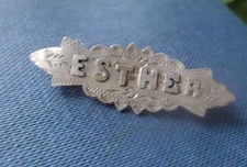 Vintage Sterling Silver Name Brooch h/m 1916 Birmingham -  ESTHER