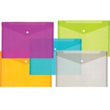 [Pack of 10] A4 Stud Document Wallets 0.16mm Colourful Clear Plastic Folder Case