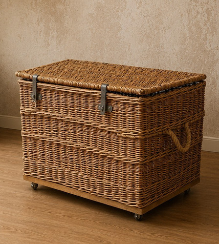Large wicker storage chest - wicker,