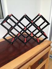 Folding Black, Red Plastic Wine Rack Concertina Accordion Expanding Collapsible