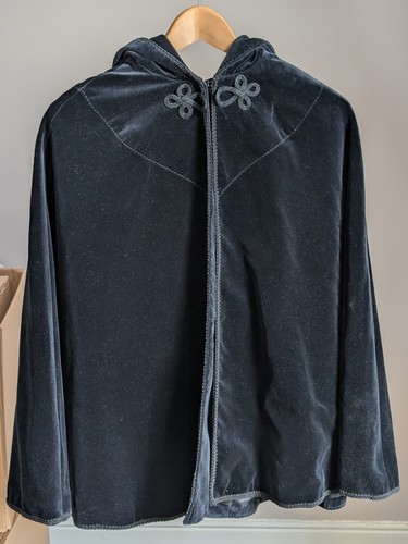 Vintage black velvet cape with - black,