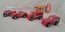 SET OF FOUR J'ADORE WOODEN FIREFIGHTER VEHICLES IN EXCELLENT CONDITION  IN CASE