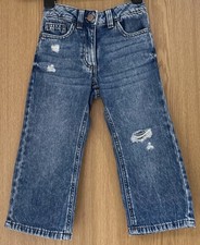 Next Mid Blue Ripped Jeans, Adjustable Waistband - Age 3 Years 
