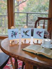 Three Miniature Canvases With Easels Mixed Media Art 🎨 On Canvas