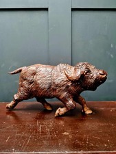 Antique early 20th century hand-Carved Wooden Water Buffalo Sculpture