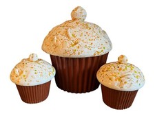 Vintage E.S Molds 1976 Cupcake Cookie Jar W/ Very Rare Matching S&P Shakers