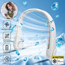 Neck Fan USB Portable Neck Fan Rechargeable Portable Cooler Neckband Bladeless~